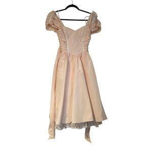 Gunne Sax by Jessica McClintock Peach Vintage Sequined Puff Sleeves Peach Size 8